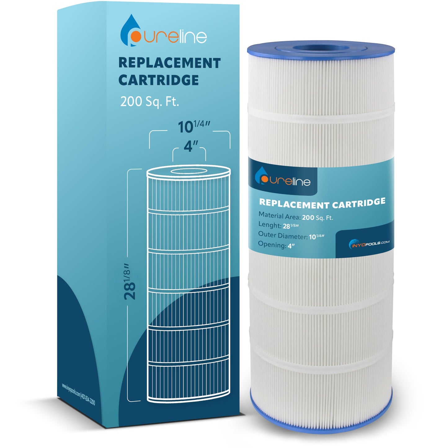 Pureline Pool Replacement Cartridge Filter, 200 Sq Ft, PL0167, Compatible with Hayward Swimclear C200S, CX200XRE, Unicel C-9442