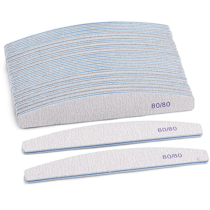 25 Count Coarse Nail Files 80/80 Grit, Reusable Rough Nail Files Double Sided Emery Boards for Acrylic Nails