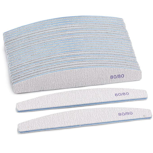 25 Count Coarse Nail Files 80/80 Grit, Reusable Rough Nail Files Double Sided Emery Boards for Acrylic Nails