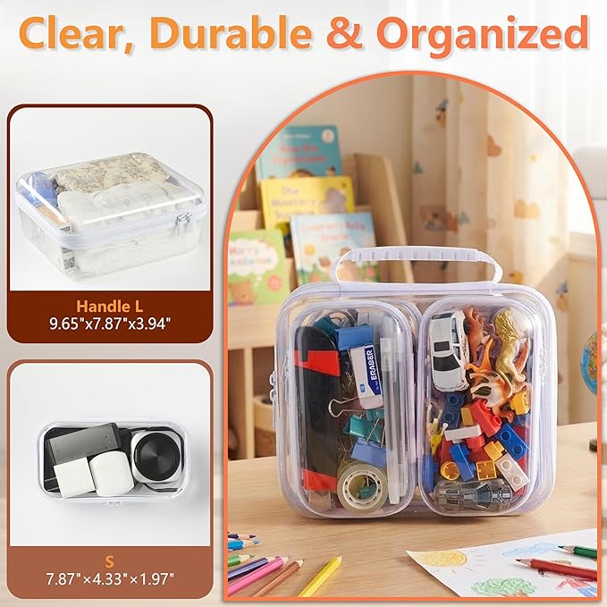 5PCS Travel Essentials for Toiletries with Handles, 1.2MM Thick Clear Hard Shell Zipper Case, Durable Makeup Bag for Cosmetics, Puzzles and Snacks, Clear Travel Bag for Diaper Bag Organizer