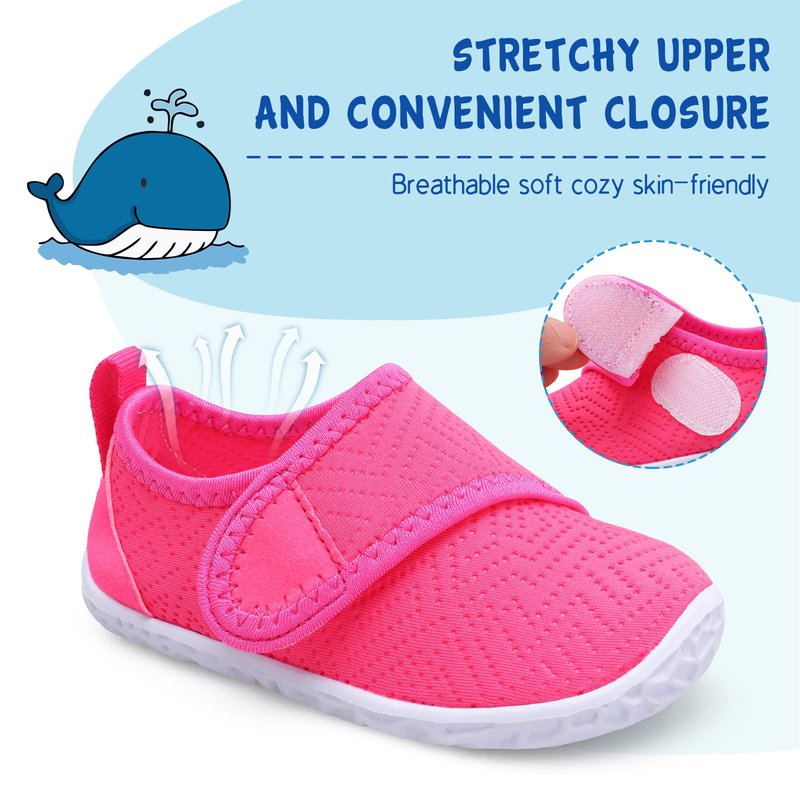 LeIsfIt Boys Girls Water Shoes Kids Aqua Socks Toddler Quick-Dry Swimming Shoes Non-Slip Summer Shoe for Beach Pool Surf, Dark Pink, 8 Toddler