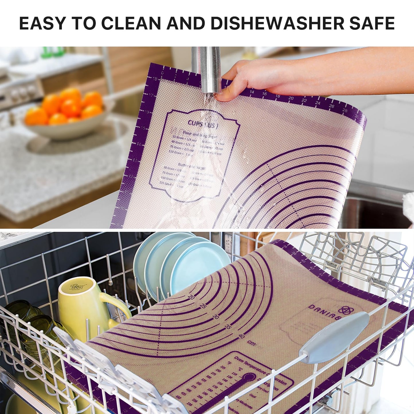 Baking Mat, 28" x 20" Silicone Food Grade Extra Large Non Stick Baking Sheet Mat with Measurement Non-slip Dough Rollin Counter Mat for Making Cookies, Macarons, Bread and Pastry