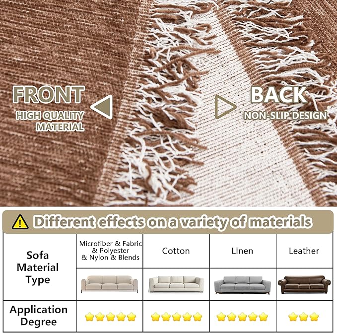 MYSKY HOME Couch Covers for 3 Cushion Couch Sofa, Sectional Couch Cover L Shape Chenille Couch Cushion Covers for Pets, Furniture Protector Cover for Dogs, Kids, 91"X150", Camel