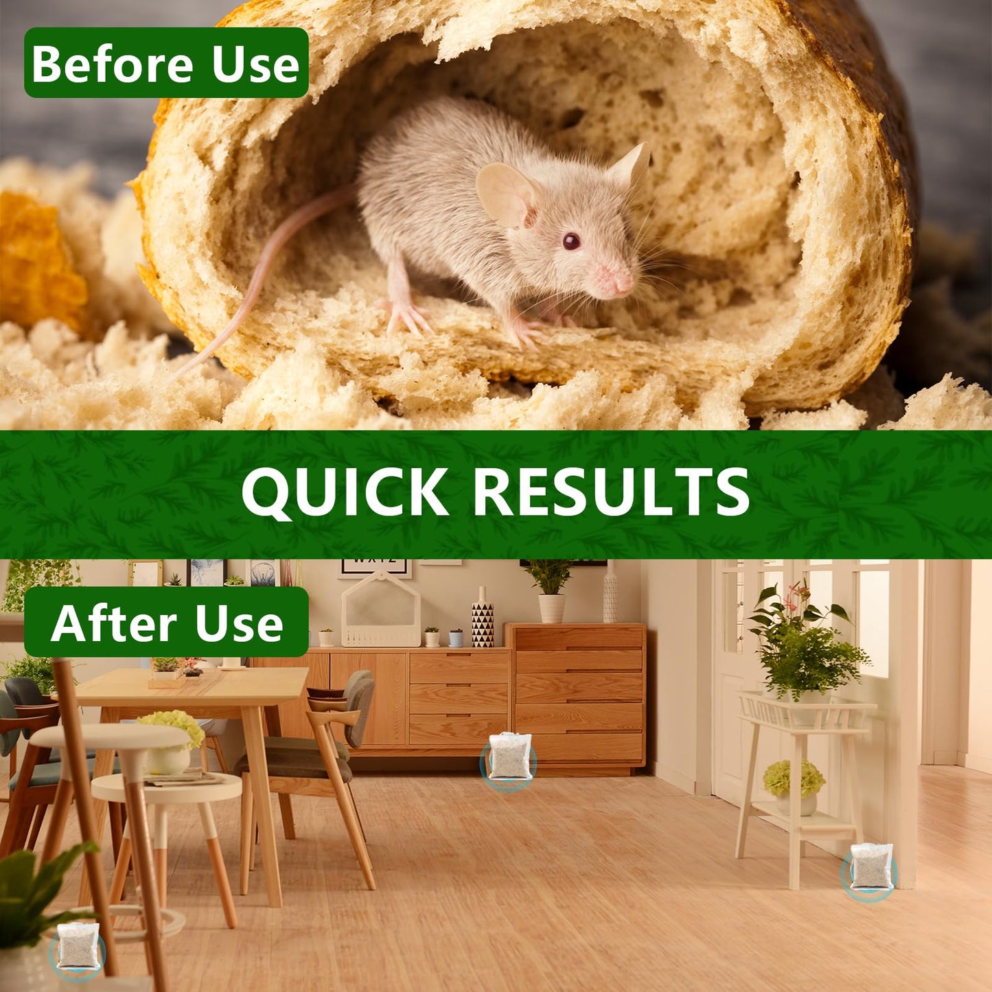 Mouse Rodent Repellent, 20 Pack Peppermint Lemon Oil Mice Repellent for Squirrel Rats Spider Pests, Natural Deterrent for Kitchen, Warehouse, Car, Indoor, Outdoor, Safe for Pets & Family