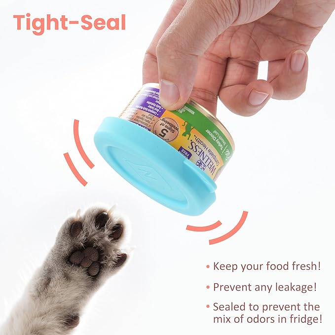 2.5''(2 Packs) + 3.0''(2 Packs) + 3.5''(2 PCs) Silicone Canned Food Can Lids, Pet Food Can Covers, Airtight and Reusable, Dishwasher Safe (Variety 6 PCs)