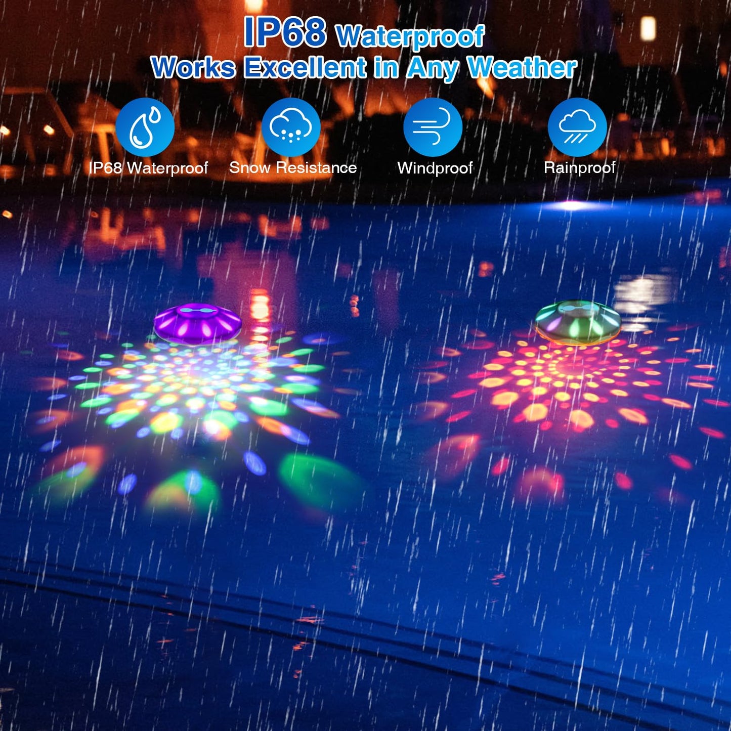 Floating Pool Lights(4 PACK), Pool Lights for Inground Pools with 6 Dynamic Lighting Effects, Rechargeable IP68 Waterproof RGB Upper and Lower Color Changing Pool Lights that Float for Hot Tubs