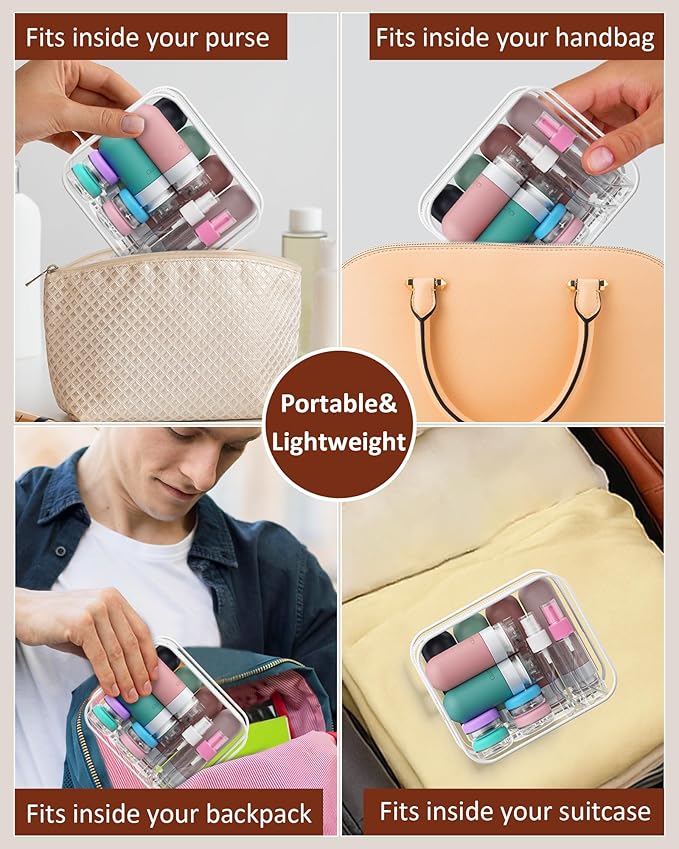 Quatish 20 Pack Travel Bottles for Toiletries, Original Patented, TSA Approved Travel Size Containers, Leak Proof Silicone Shampoo and Conditioner Bottles Women & Men, Airplane Essentials, Morandi