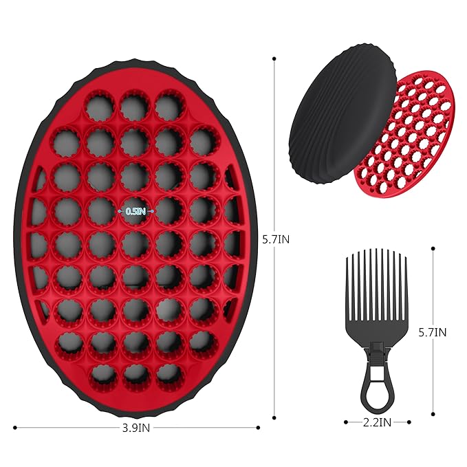PARAO-Silicone Curling Brush,Magic Wave Afro Comb,Two Sides InterchangeTwist Tool,Hair Curler Brush For Men Women Boy Girl,2-Piece SetÃ¯Â¼ÂRedÃ¯Â¼Â