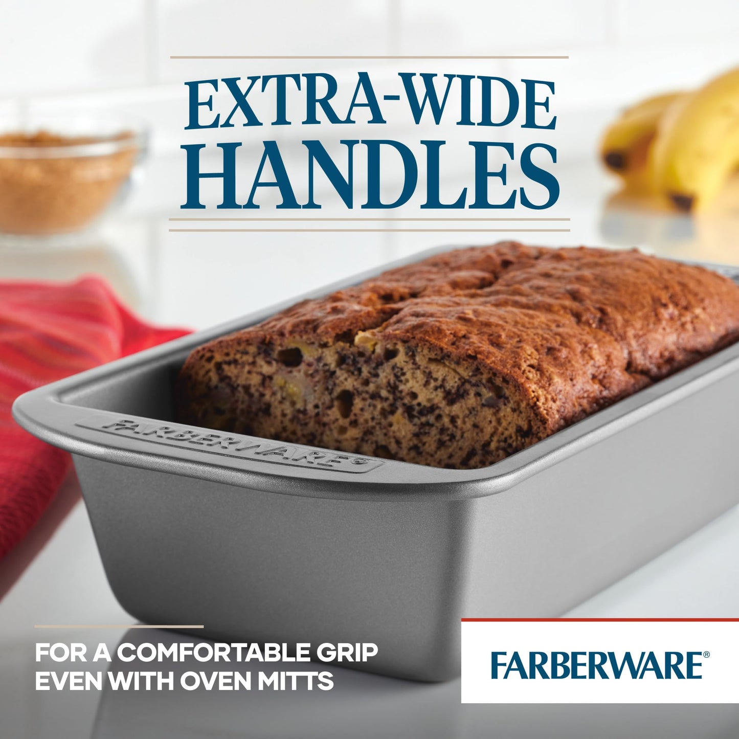 Farberware Nonstick Bakeware 9-Inch x 5-Inch Loaf Pan, Gray