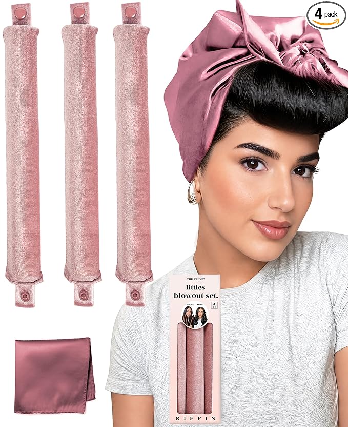Littles Heatless Curls Overnight Rods - Upgraded Directional Grip Velvet Heatless Hair Curler to Sleep in No Heat Heatless Curling Flexi Rods Foam Hair Rollers for Blowout Look Long & Short Hair