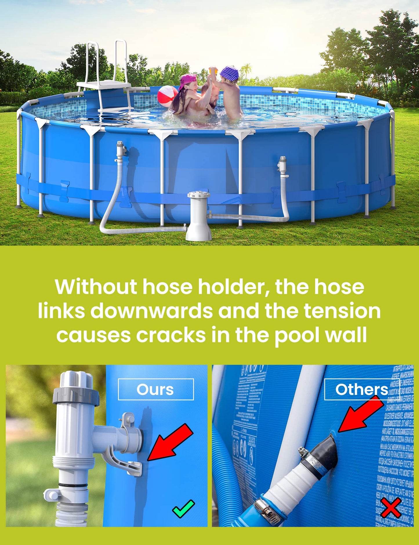 SUMMERBUDDY Pool Hose Adapter for Above Ground Swimming Pool, Pool Replacement Parts with Plunger Valve and Pool Pipe Holder Compatible with Intex/Bestway/Stock Tank Pool, Pool Pump Parts