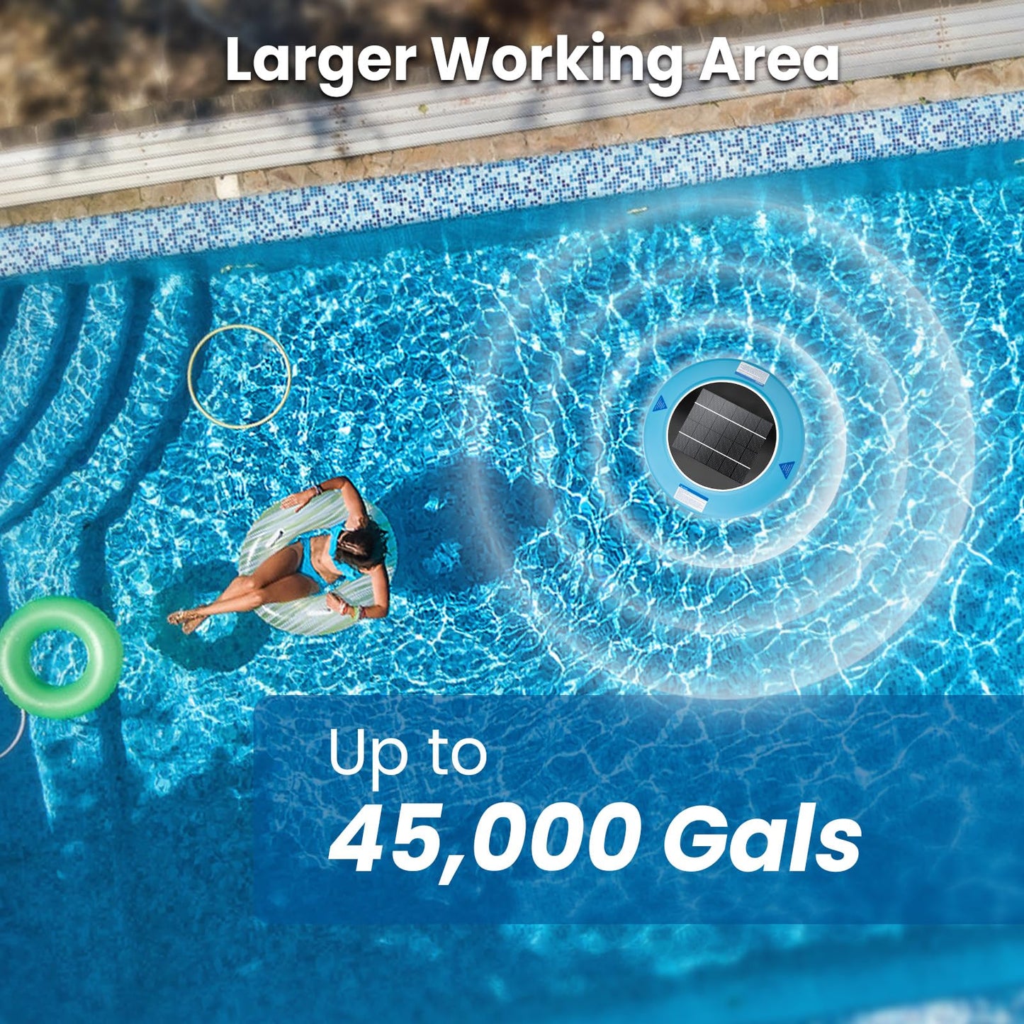 Solar Pool Ionizer – Durable Copper Anode & Oversized Solar Panel for Pools Up to 45,000 Gallons, Maintain Water Clarity with Minimal Maintenance