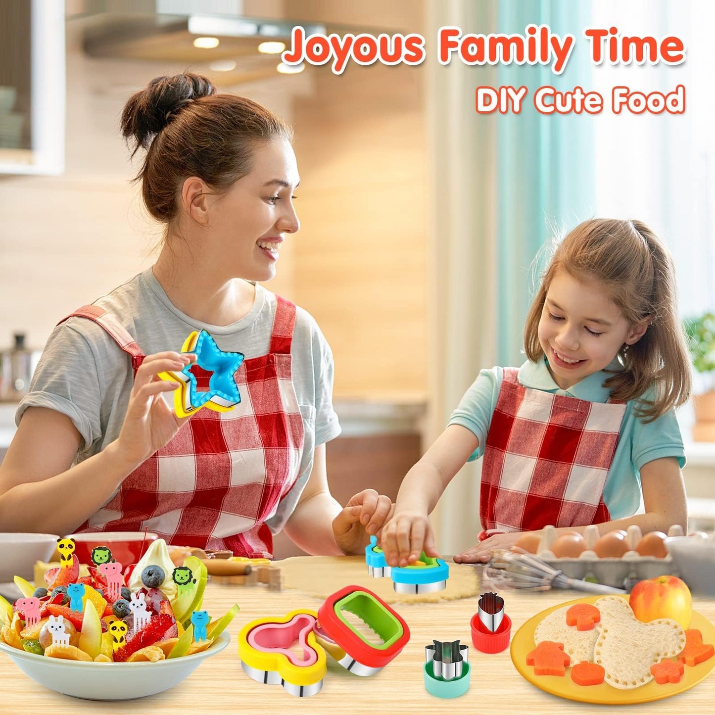 30Pcs Sandwich Cutter and Sealer for Kids Fruit Cutters Shapes Food Picks Crustless Sandwich Shape Cutters Decruster Sandwich Maker DIY Cookie Cutter Boys Girls School Bento Box