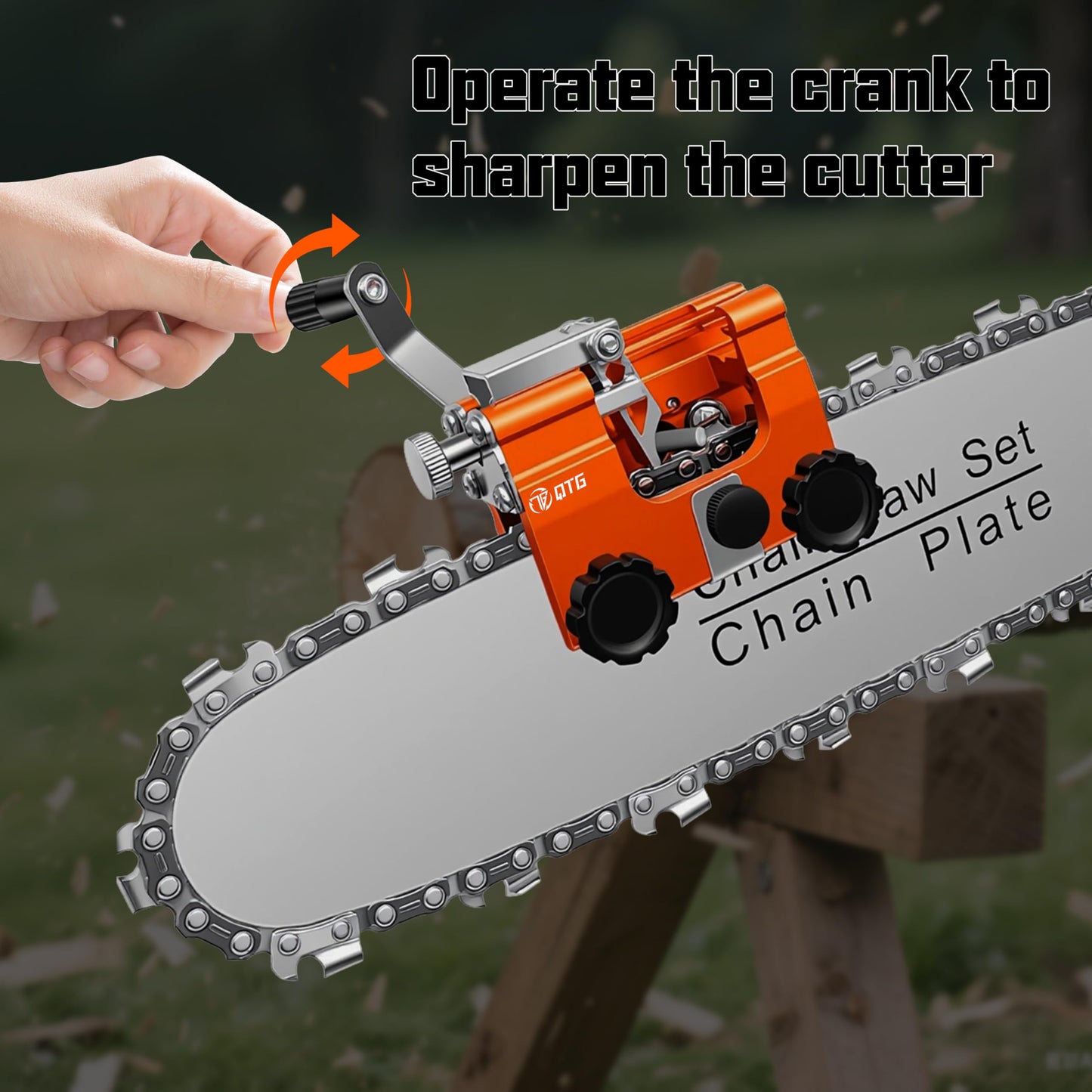 QTG Manual Chainsaw Sharpener,Chain Sharpener,Chain Saw Sharpener Portable Hand Crank Chain Sharpening Tool with Durable Clamp - Easy to Use & Accurate Chain Grinder Set for All Standard Chainsaws