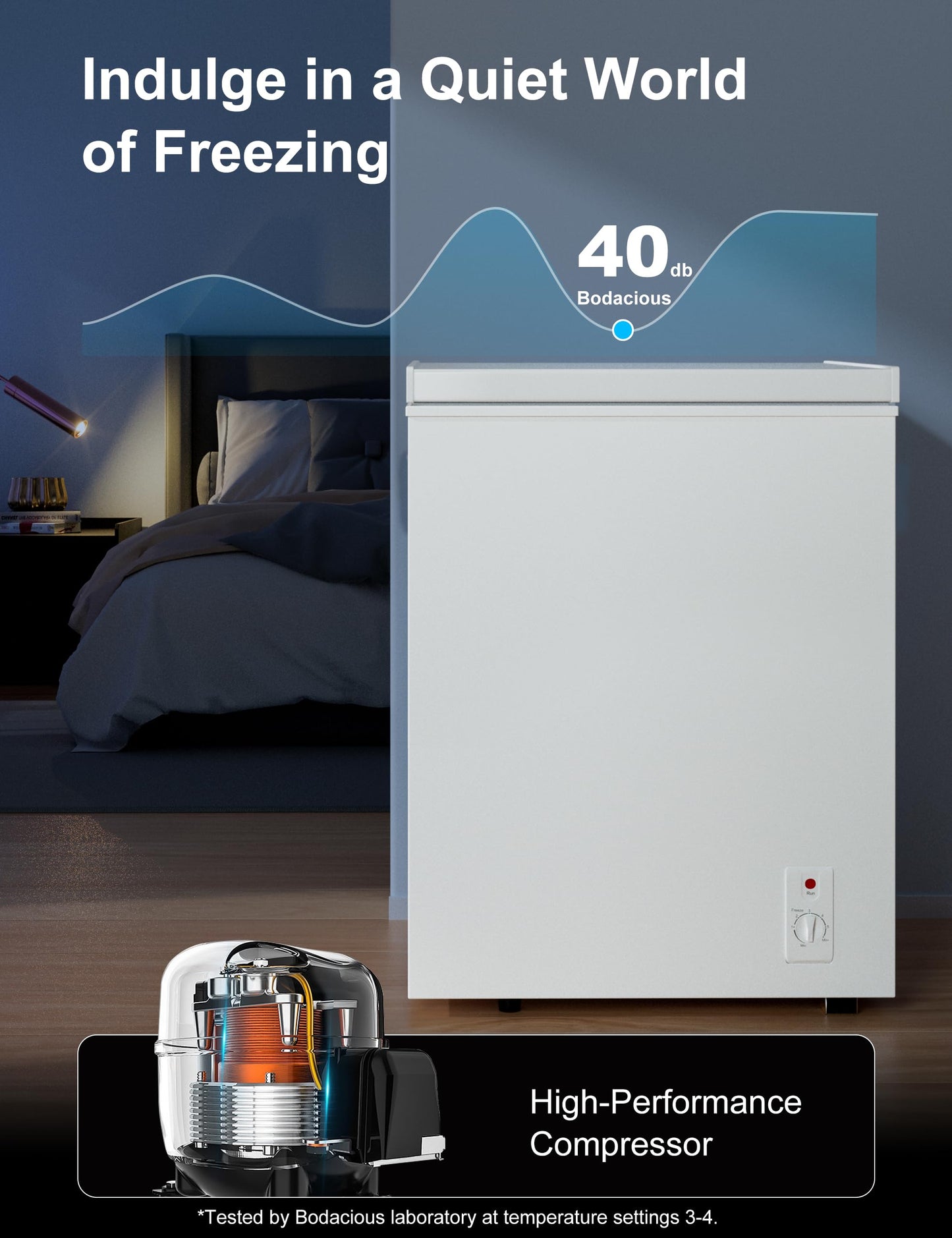 3.5 Cu.Ft Compact Chest Freezer Energy Saving & Ultra-Quiet, with Removable Basket, 6-Temp, Manual Defrost Drain, Top Open Door Deep Freezer for Apartment, Dorm, Kitchen, White