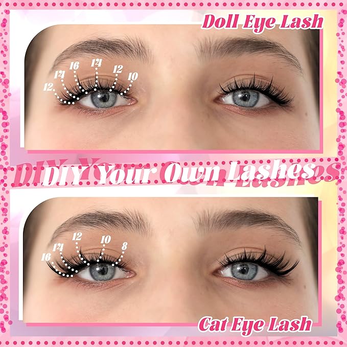 Lash Clusters Manga Lash Clusters Kit Clear Fairy Eyelash Clusters Wet-Look Spiky Anime Lashes Pack C Curl Individual Lashes Lash Glue Lash Tweezers