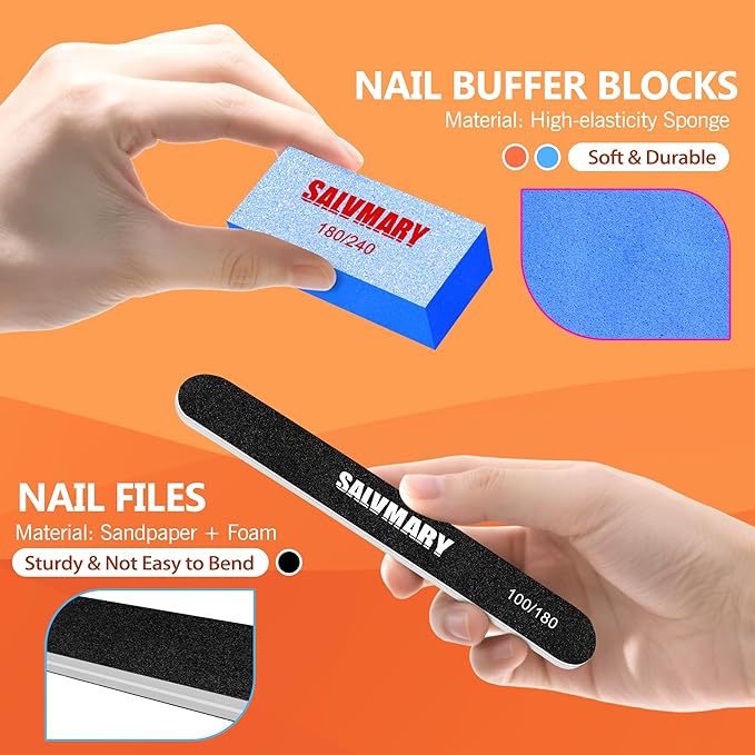 Nail Files and Buffers Set, 100/180 & 180/240 Grit Double Sided Emery Boards Nail File and Nail Buffer Blocks for Nails Manicure Tools Kit 4Pcs