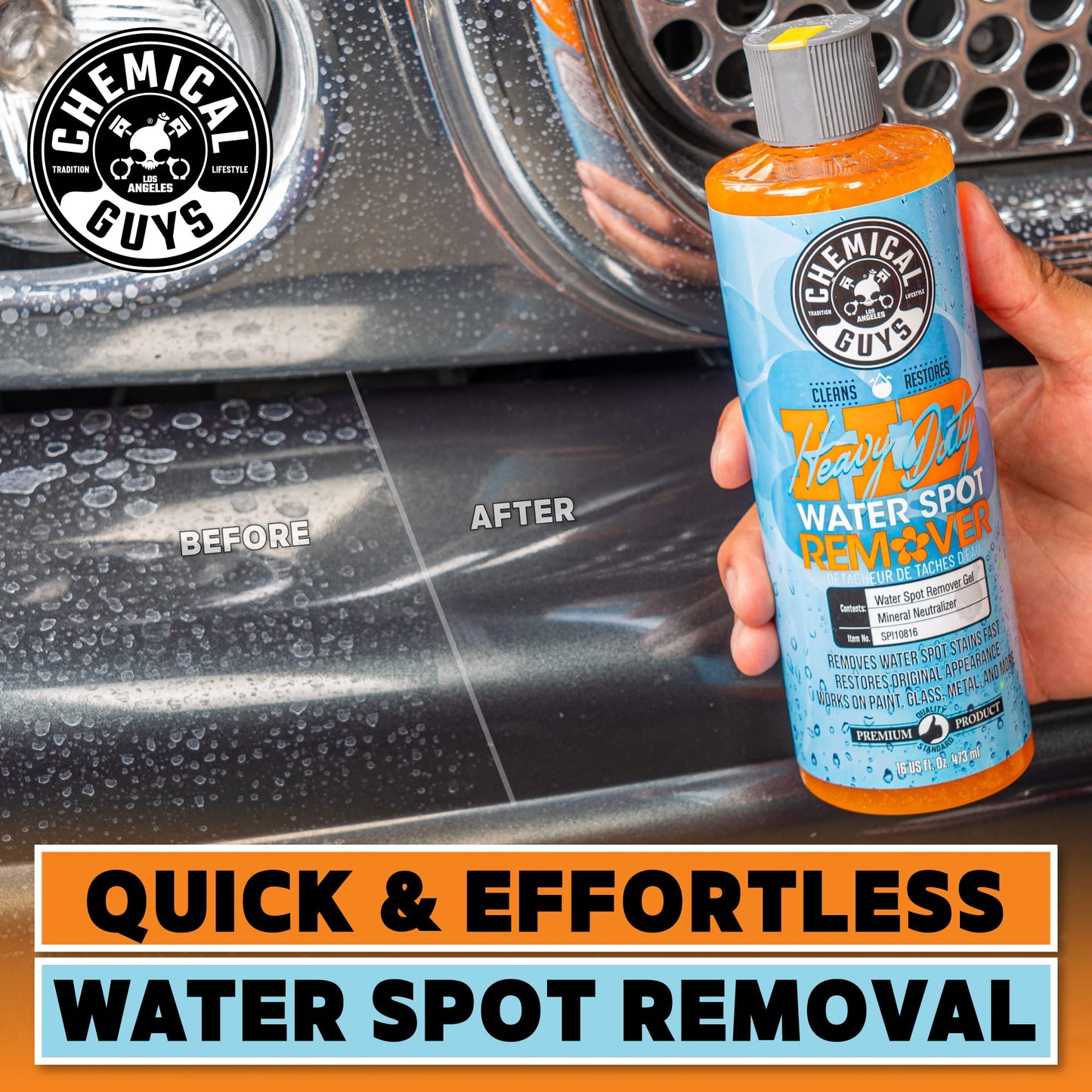 Chemical Guys Heavy Duty Water Spot Remover Gel for Paint, Glass, and Metal - Mineral and Water Spot Remover for Cars, Trucks, Motorcycles, RVs & More - 16 oz