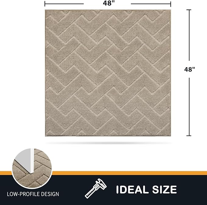 PURRUGS Dirt Trapping Door Mat 48" x 48", Non-Slip Machine Washable Entry Rug, Dog Doormat, Indoor Front Door Mat, Super Absorbent Entryway Rug for Muddy Shoes & Paws, Taupe