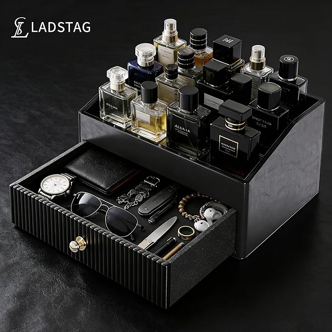 LADSTAG Cologne Organizer for Men,Cologne Stand,Organizador de Perfumes,Estante Para Perfumes,Dresser Organizer Countertop,Mens Bedroom Essentials,Gifts for Men,Mens Valentines Day Gifts