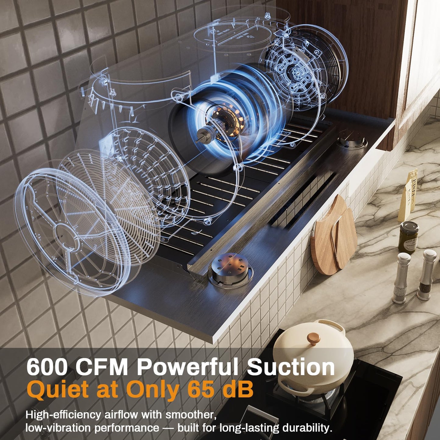 SOONYE Range Hood 30 inch, Insert Range Hood 600 CFM Kitchen Vent Stove Hood with 3 Speed Gestures Sensor Touch Control with Remote, Permanent Baffle Filter, Ducted/Ductless Convertible