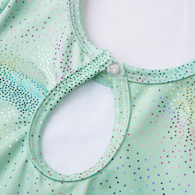 HOZIY Long Sleeve Gymnastics Leotards for Girls Sage Green Colorful Sparkle Dance Tumbling Outfits Clothes Size 6-7 Years