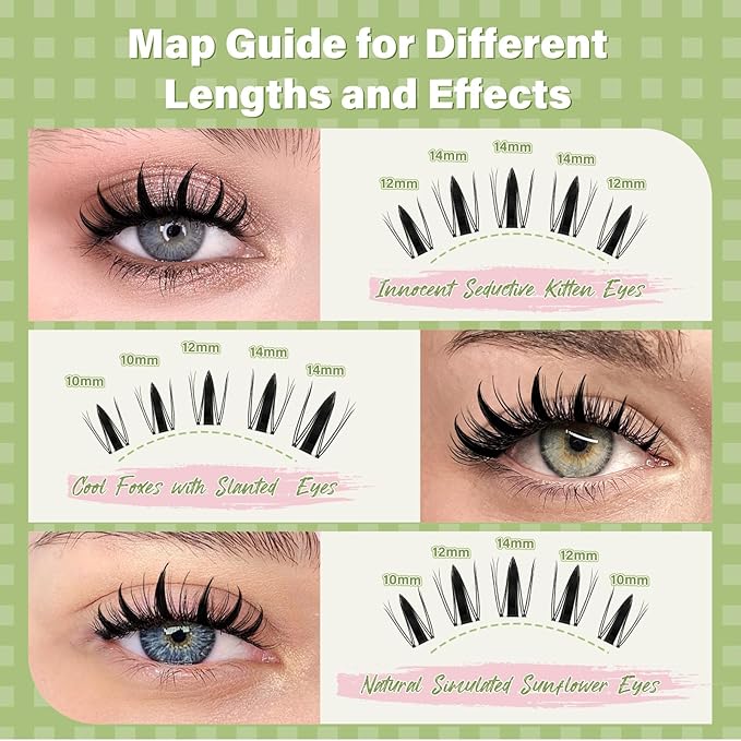 KEYYOU Fairy Lash Clusters 144Pcs D Curl Manga Lash Extension Eyelash Extension Wispy Natural Invisible Band Lash with Waterproof DIY Lash Extension at Home(Fairy-D-10-14MIX)