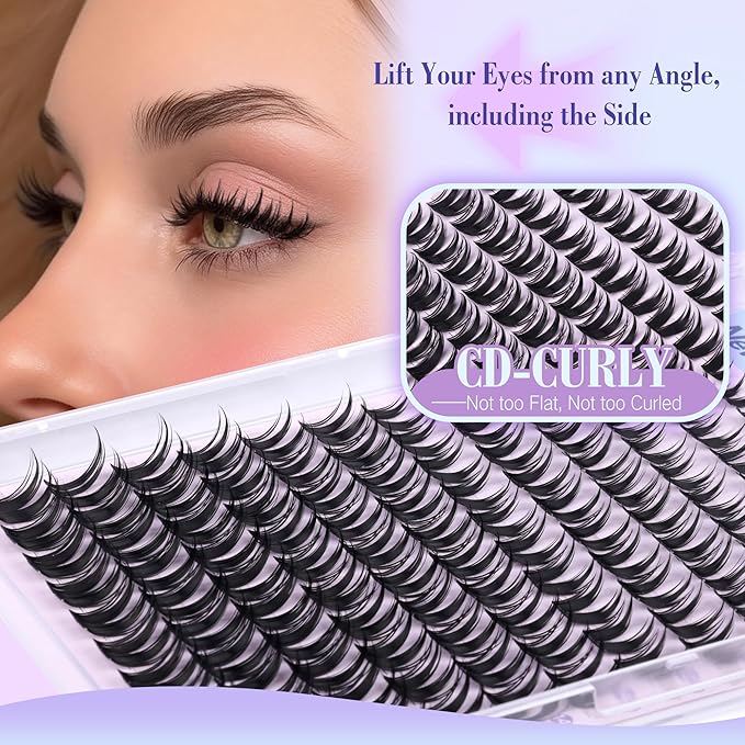 Bunny Manga Lash Clusters Wispy Spikes Eyelash Clusters Anime Fairy Cluster Eyelash Extensions Natural 8-16MM Individual Lashes CD-Curly DIY Lash Extension at Home by Newcally