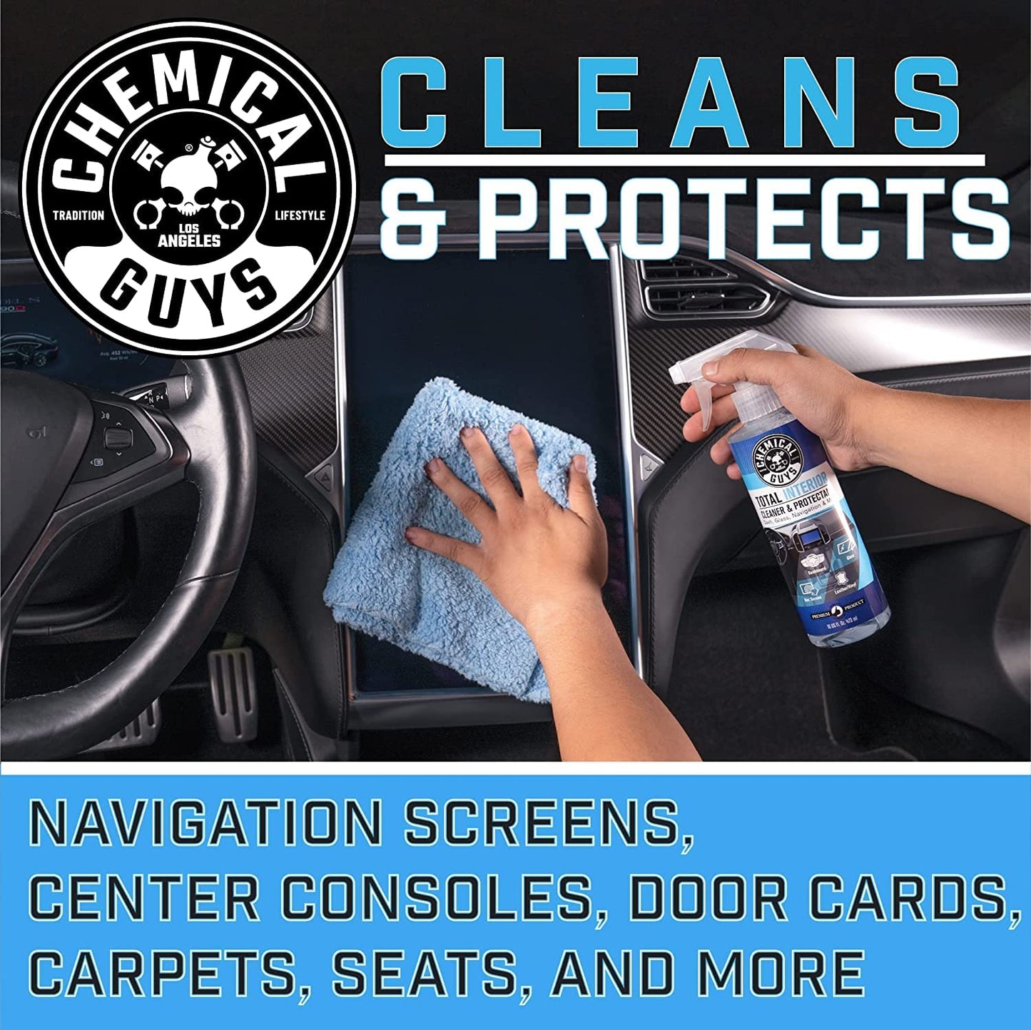 Chemical Guys Total Interior Sprayable Cleaner and Protectant Multi-Scent 3 Pack (Fresh, Black Cherry & New Car), Safe for Cars, Trucks, SUVs, Jeeps, Motorcycles, RVs & More, (3) 16 fl oz Bottles