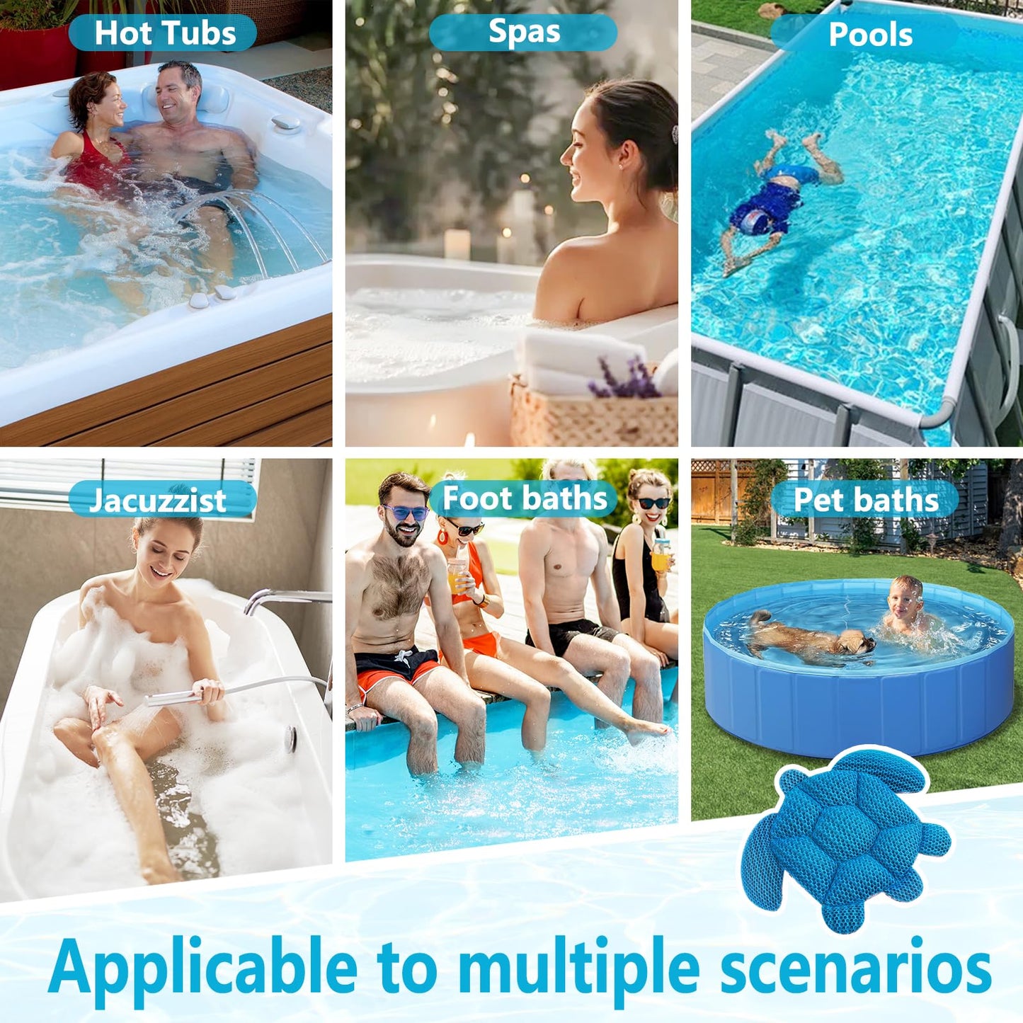 RGJ Hot Tub Scum Absorber Turtle, 2PCS Reusable Hot Tub Oil Absorbing Floating Sponges for Spa/Pool, Hot Tub Scum Sponge Accessories to Soak Up Oils & Keep Water Clean