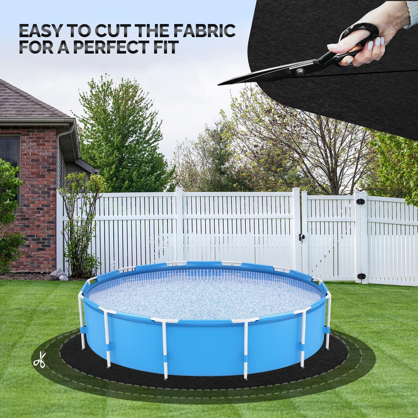 VINGLI 15 FT Pool Pad for Above Ground Pool, Upgraded Extra Thick Swimming Pool Liner Pad 15 FT Round, Prevent Punctures Weed Barrier, Under Pool Mat Pool Protection, Black