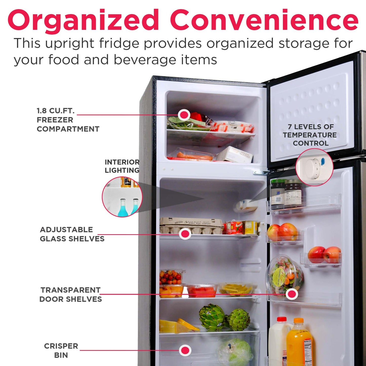 Frigidaire EFR786 Retro Apartment Size Refrigerator with Top Freezer - 2 Door Fridge with 7.5 Cu Ft of Storage Capacity, Adjustable Spill-Proof Shelves, Door & Crisper Bins, Black