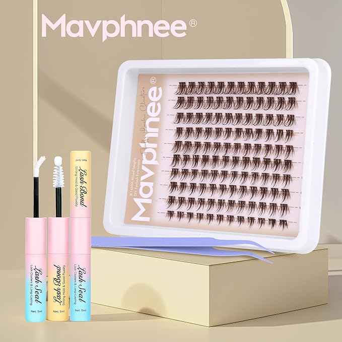 Brown Lash Clutsers Kit Wispy Eyelash Clusters Natural Lashes Extension Kit Dark Brown Individual Eyelashes with Lash Bond and Seal Kit 8-16MM DIY Lash Kit 120 Pcs Cluster Eyelash Extensions Kit
