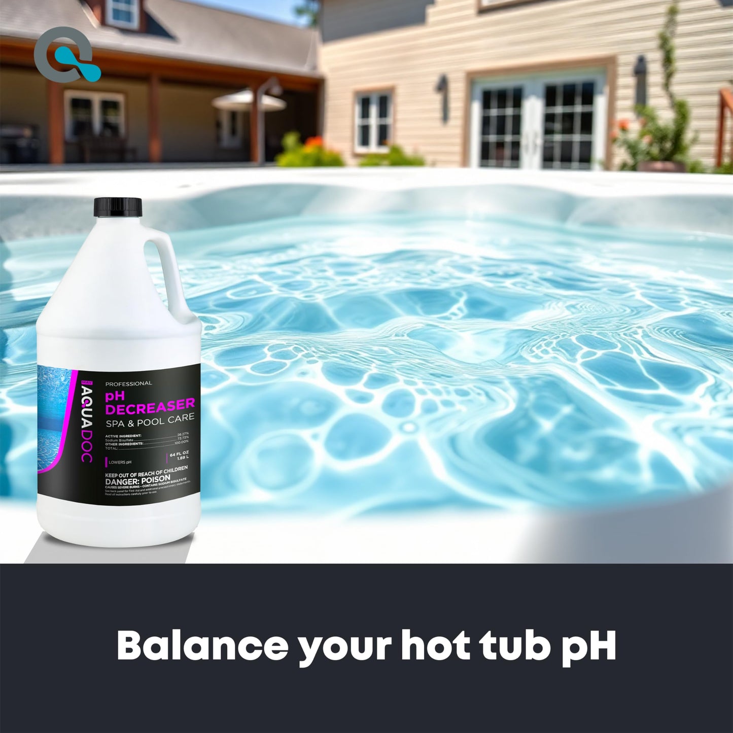 AquaDoc Hot Tub pH Decreaser - 64oz - Spa pH Down for Water Balance - Hot Tub Chemicals Made in USA