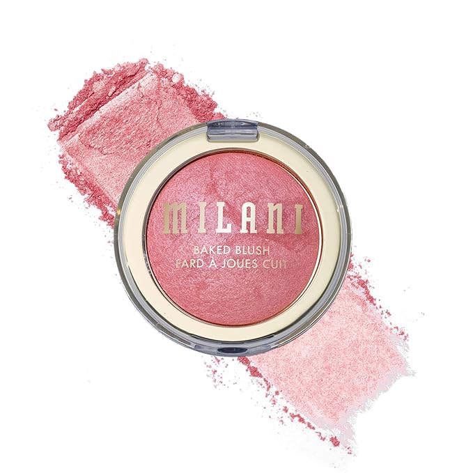 Milani Baked Blush, Updated Powder Blush for Cheeks, Cruelty Free Makeup - Shape, Contour & Highlight Face for a Shimmery or Matte Finish - Dolce Pink