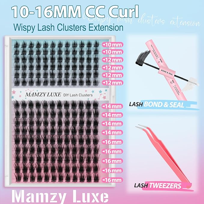 Wispy Eyelash Clusters Kit Manga Lash Clusters Kit 8-16MM 180Pcs Individual Lashes Clusters Natural False Eyelashes Spiky Thick Anime Cluster Eyelash Extension Kit by MAMZY LUXE