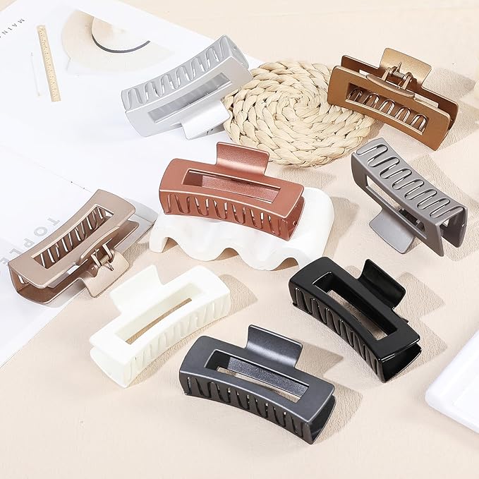4.1 Inch Hair Clips - 8 Pcs Square Jaw Clips for Thick and Thin Hair, Rectangular Hair Accessories for Women and Girls(Metallic Color)