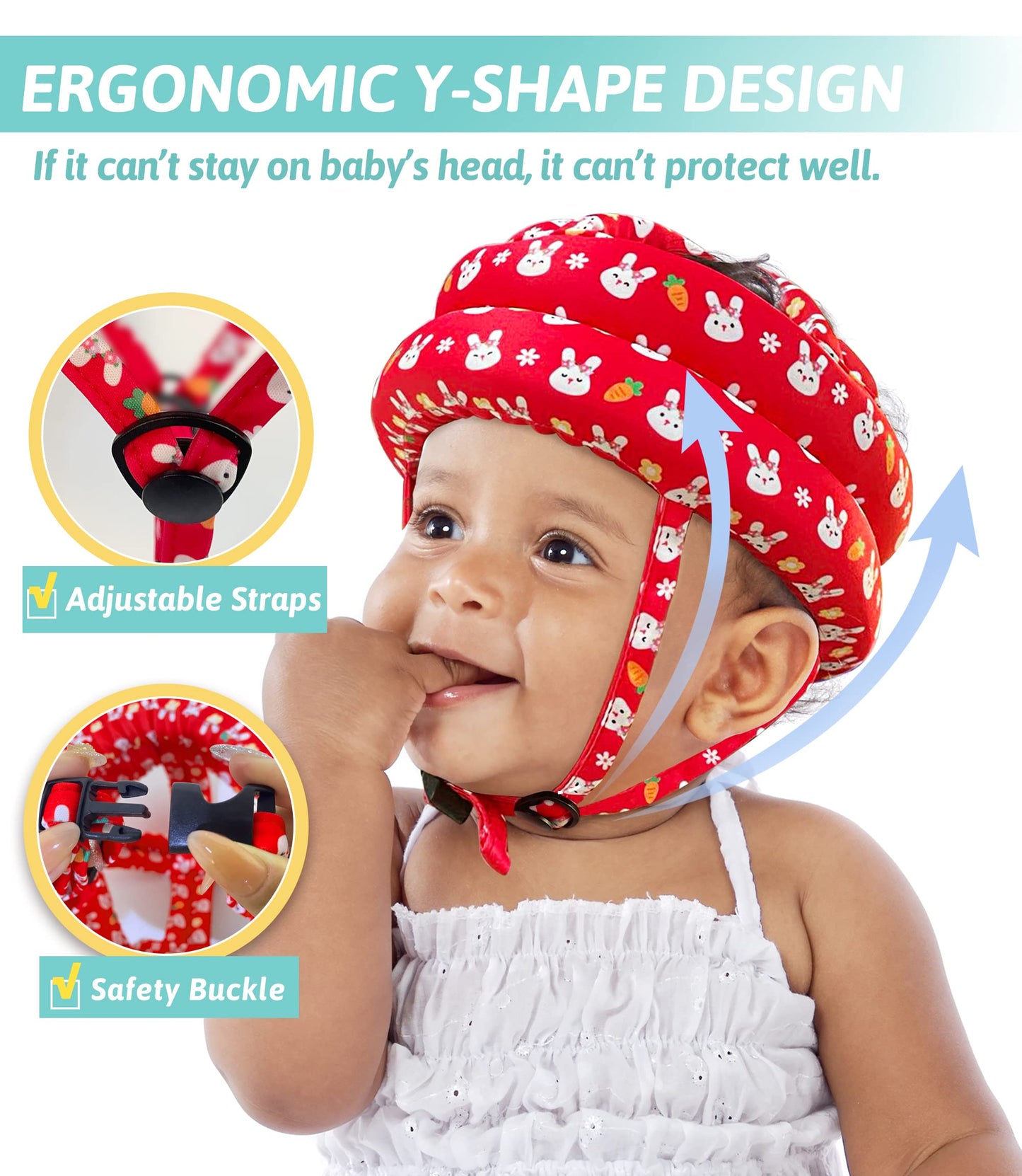 Baby Helmet for Crawling Walking - Baby Head Protector No Bumps and Soft Cushion Infant Baby Safety Headguard I Toddler Helmets 1-2 Years Old, 6-12 Months
