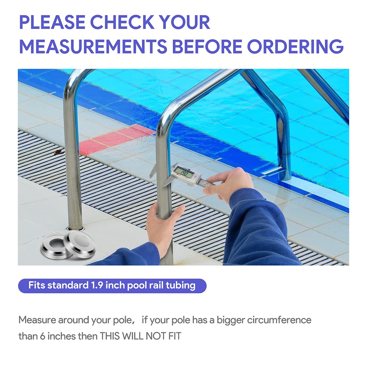 Universal Fit Pool Ladder Escutcheon Plates 4Pack,Blasoul Stainless Steel Cover Plate for 1.9" Inground Pool Handrail