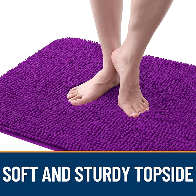 OLANLY Dog Door Mat for Muddy Paws 59x35, Absorbs Moisture and Dirt, Absorbent Non-Slip Washable Doormat, Quick Dry Chenille Mud Mat for Dogs, Entry Indoor Entryway Carpet for Inside Floor, Purple