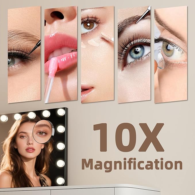 Vanity Mirror with Lights Lighted Makeup Mirror with Dimmable LED Bulbs,3 Color Lighting Modes,USB Charging Port Touch Control,Sturdy Metal Frame Design,Black (50x40cm, 4.70)
