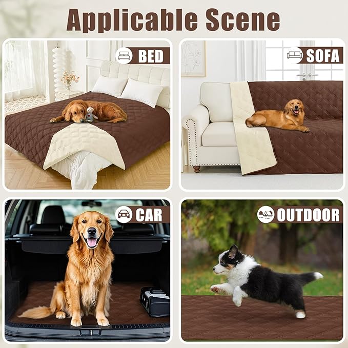 Smiry Waterproof Dog Bed Cover Blanket 40x50, Soft Reversible Pet Blanket, Washable Leakproof Cats Dogs Couch Cover for Sofa, Couch, Furniture, Brown/Beige
