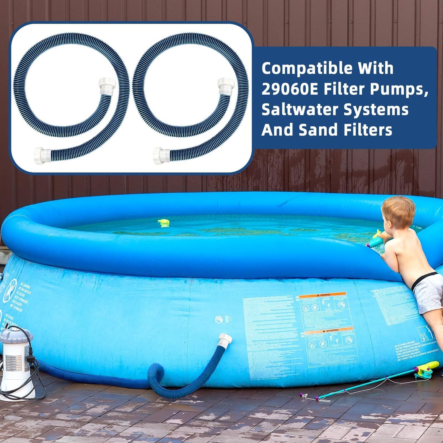 Conderyang 2 Pack 1 1/2 Pool Hose for Above Ground Pool 6ft Pump Replacement Hoses 1.5" EVA Heavy Duty Swimming Pool Hose for Above Ground, Filter Pumps, Saltwater Systems and Sand Filters (Blue)