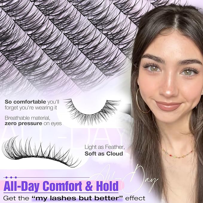 Natural Lash Clusters Wispy Eyelash Clusters 10-16mm Cluster Eyelash Extensions C Curl Cluster Lashes Clusters No Make up Individual Lashes by Lanflower