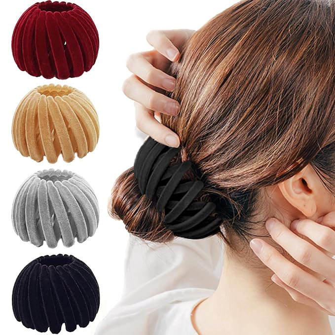 Sizobi Bird Nest Magic Hair Clip, Hair Accessories for Women, 4 Pack Velvet Claw Clips for Thick Thin Hair, Adult Women