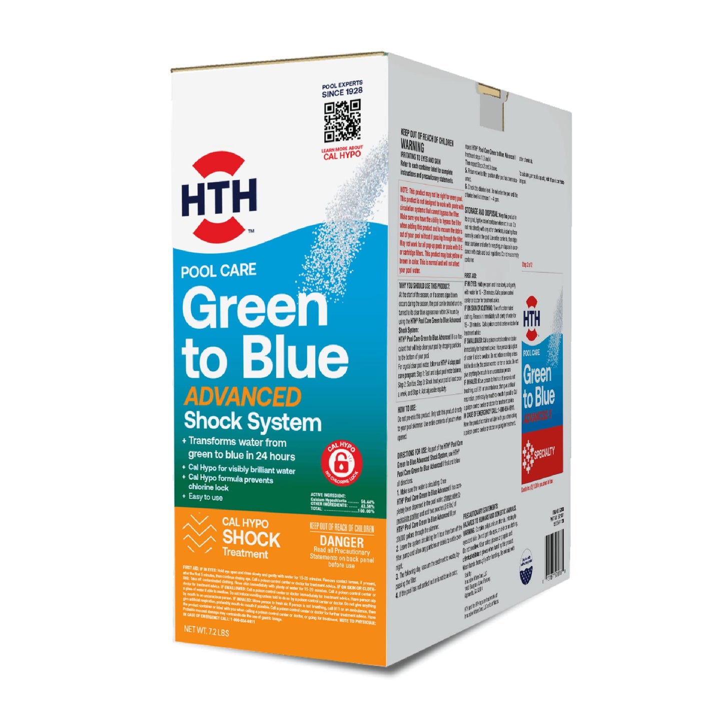 HTH 52038 Swimming Pool Care Green to Blue, Advanced Shock System, 2-Step Swimming Pool Care Solution, 1 Kit