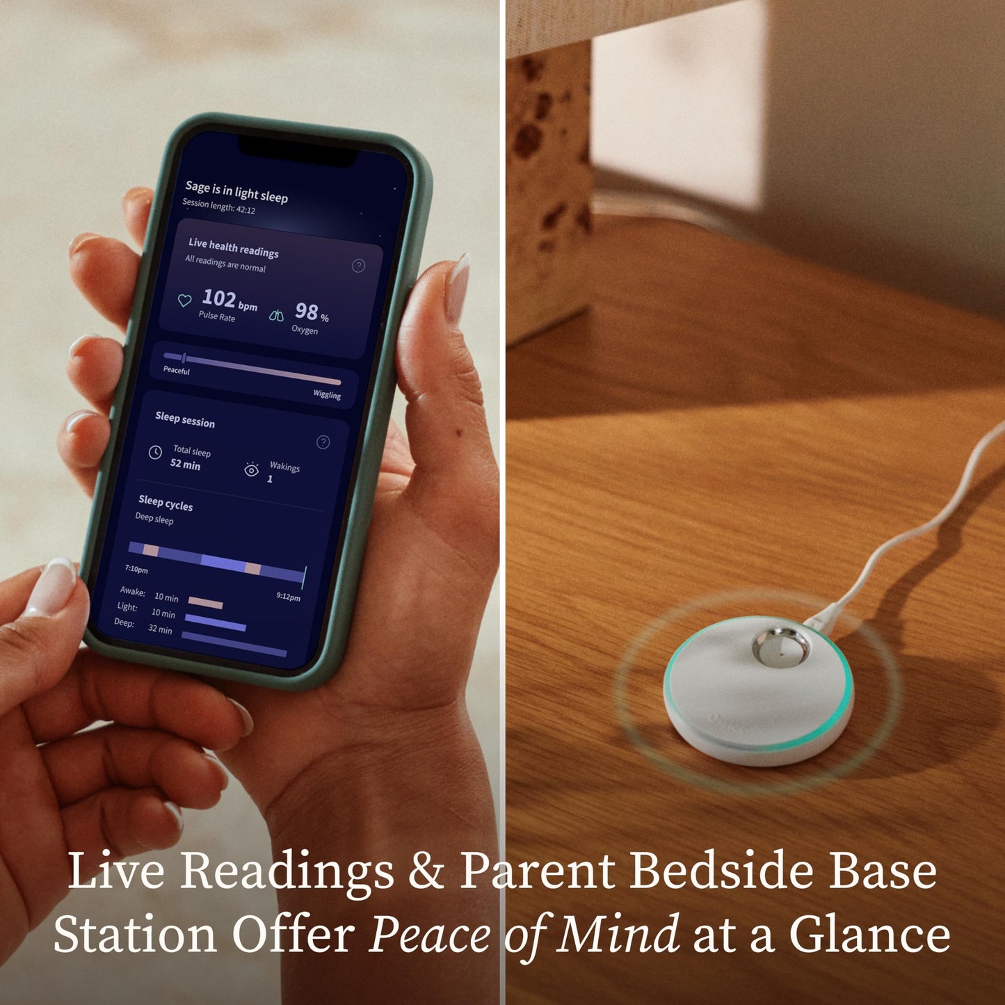 Owlet Dream Sock - Smart Baby Monitor View Heart Rate and Average Oxygen O2 as Sleep Quality Indicators. Wakings, Movement, and Sleep State. Digital Sleep Coach and Sleep Assist Prompts - Mint