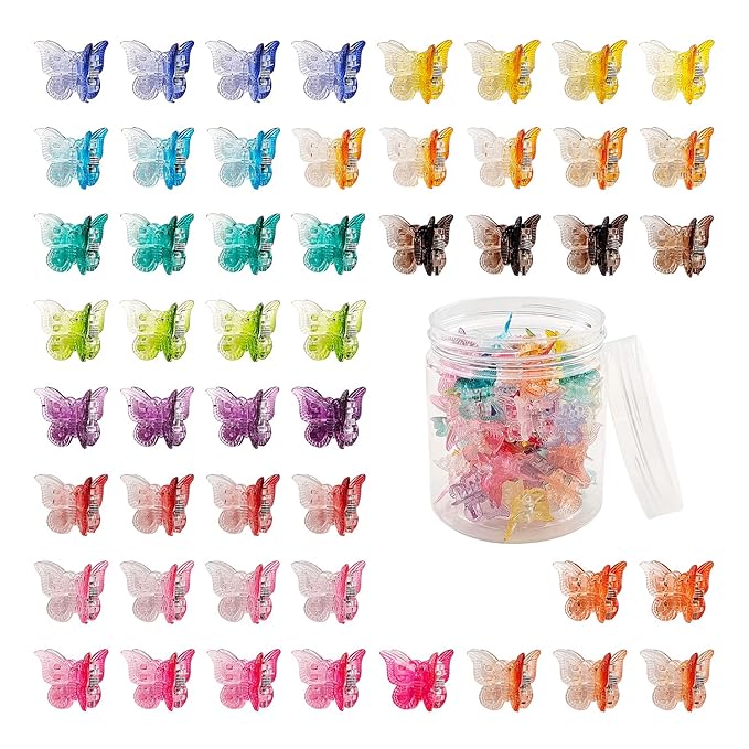 50 Packs Assorted Color Butterfly Hair Clips, Beautiful Mini Butterfly Hair Clips Hair Accessories for Women and Girls (Gradient Colors)