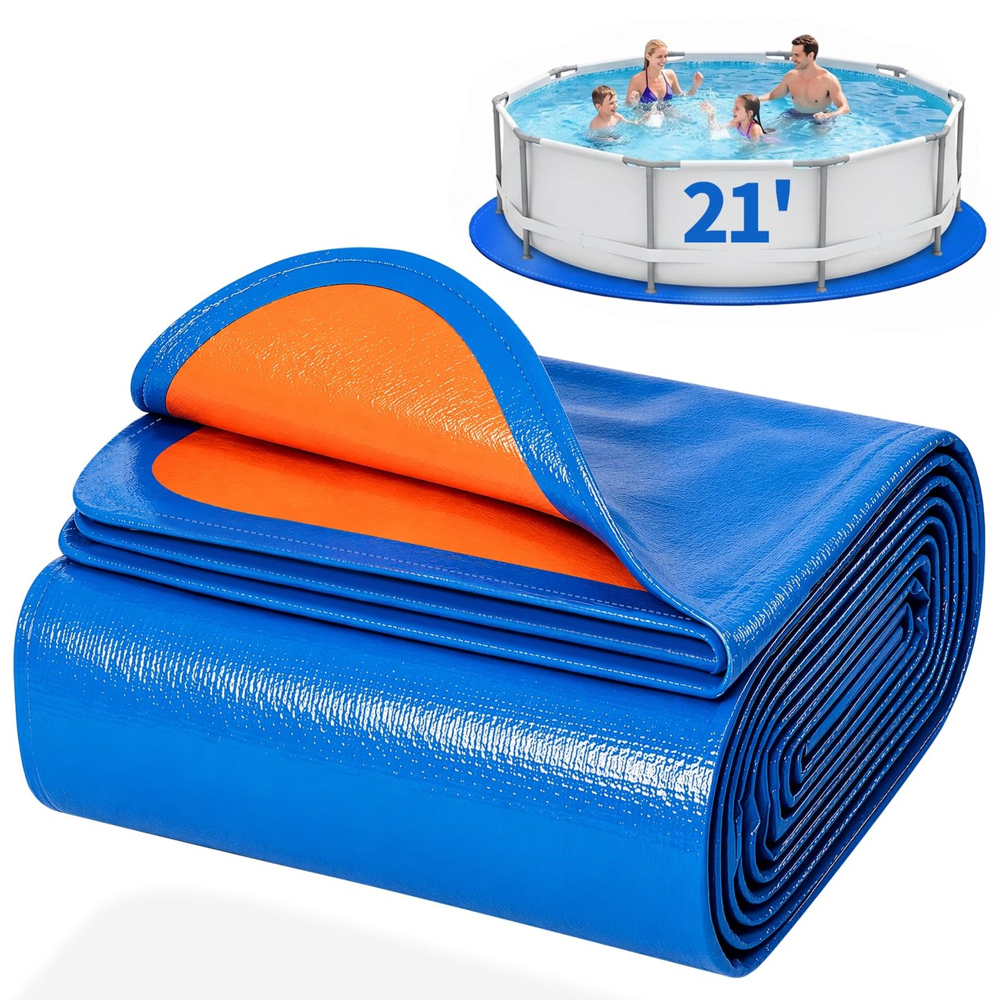21FT Round Pool Liner Pad for Above Ground Pools, Thickened Puncture-Resistant Under Mat, Heavy-Duty Underlayment, Outdoor Tarp Protector for Concrete/Lawn, Pool Floor Base Pad, Extends Liner Life