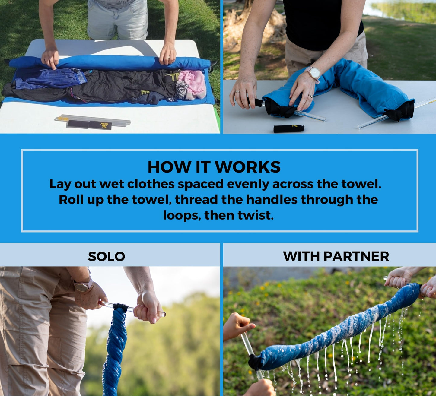 Dezitrek Ultra-Light Clothes Wringer – Manual Water Remover for Hand Washed Clothes, Speeds Up Air Drying for Camping, Caravan & Off-Grid Travel